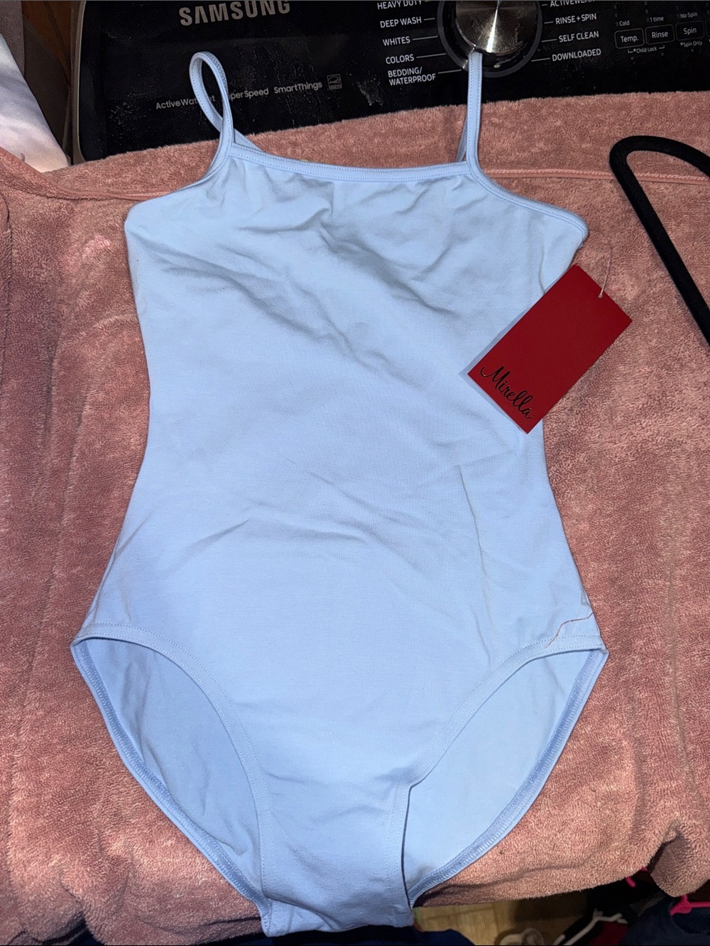 Mirella Light Blue Spaghetti Strap Tank Leotard